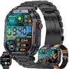 LWEARKD 1,96" Smartwatch Uomo Chiamate e Risposta Bluetooth, 3 Bracciali, 123 Sport Smartwatch Cardiofrequenzimetro Pressione Sanguigna Monitoraggio del Sonno Orologio Fitness per Android iOS (Nero)