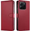 JUNETOP Cover per Xiaomi Redmi Note 14 4G, Custodia a Libro Rosso