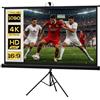 HOMCOM Telo Proiettore da 84 Pollici 4K HD Formato 16:9 Treppiede Nero