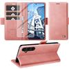 Giyer Cover per Samsung Galaxy A34 5G Custodia con Vetro Temperato, Premium PU Portafoglio Slot per Scheda RFID Antifurto Funzione Supporto Flip Case, Antiurto per Samsung A34 5G Cover (Rosa)