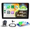 VECHTEL 2 Din Autoradio 9'' IPS Schermo Tattile, 4G+64G Android 15 Carplay Android Auto Senza Fili, GPS Navigazione Bluetooth Radio FM/RDS Wi-Fi Mirror Link USB Telecamera