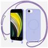 xinyunew Magnetica Cover con Cordino per iPhone 6/7/8/iPhone SE 2020/SE 2022,[Compatibile con MagSafe], Cover in Silicone, Regolabile Cordino da Collo Nylon Catena Collana Tracolla,Viola