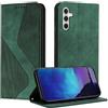 Fatcatparadise Cover per Samsung Galaxy A35, Custodia Samsung Galaxy A35, Cover a Libro Wallet in Pelle Premium Protettiva Portafoglio Chiusura Magnetica Flip Telefono Case (Verde)