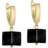 Generico Gold Earrings Black Agate, pendant cube black onyx, Modern Earrings Minimalist, natural stone Art Malevich black square, dangle earrings