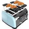 Cecotec Tostapane verticale Toastin' time 1700 Double Blue, 1700W, Doppia fessura corta e larga 3,8 cm, Barre superiori, Acciaio Inossidabile, Spegnimento e Pop-up Automatico, Raccogli-briciole