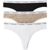 Calvin Klein Donna Perizomi Confezione da 3 Brazilian con Fascia con Logo, Multicolore (Black/Classic White/Animal Mirror), XXL