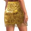 Baisdan Gonna con Paillettes e Nappe per Donne con Frange Scintillanti, Gonna per Danza del Ventre, Gonna all'Anca, Abiti per Festival Rave per Donne e Ragazze, Argento, M