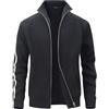 CoXuantion Cardigan da Uomo Zip Invernale Lavorato a Maglia Sweater Stand Colletto Casual Manica Lunga Maglione Calda Classico Felpa M,Grigio