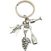 VLNET Portachiavi tascabile a doppia anella in acciaio inossidabile tema passioni:sport,calcio,musica,macchine,arte,lavoro,passatempi.. Unisex,Ottima idea Regalo (vino)