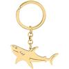 YAYAKO Acciaio Inossidabile Squalo Portachiavi Tartaruga Delfino Granchio Cavalluccio Marino Oceano Animali per Donne Ragazze Borsa Auto (Oro Placcato Squalo)