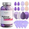 DUAIU 16 Pezzi Spugnette Trucco Make Up, Beauty Blender in Lattice Free, Set di Spugnette per Fondotinta, Cipria, Crema Solare, con Contenitore Portatile, Bagnato/Asciutto, Lavabili e Riutilizzabili