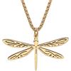 YAYAKO Acciaio Inossidabile Volare Libellula Collana a Catena Ciondolo Libellula Regali per Donna Ragazze Primavera Estate Insetto Charms (Oro Placcato 038)