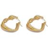Vlnet ® | Vestopazzo orecchini cuori intrecciati | acciaio gold plated | modello c hoop | lavorazione artigianale | Nickel tested