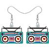 YAYAKO Acrilico Vintage Orecchini Pendenti Gioielli Orecchini a Cassetta Nastro per Donna Ragazza Cuore Regali Nostalgia (Radio Blu)