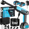 Edonkvi Idropulitrice Portatile a Batteria,Idropulitrice a Batteria 21V 80 bar,2x 4000mAh Ricaricabile Ugello 6 in 1 Tubo da 10M,Senza Fili Potente Pulivapor Portatile,Per Giardino Auto e Pulizie Esterne Casa