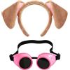 Carkno Cerchietto con orecchie di cane marroni rosa steampunk occhiali da donna accessori per costume di Halloween per adulti Cosplay forniture per feste, marrone e rosa, 2 pezzi