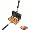 Tomedny Macchina per waffle da piano cottura, stampo per torta portatile in alluminio con padella antiaderente con fondo piatto per tostapane, colazione