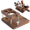 NEOUZA Stazione di pressatura caffè 51mm con stoccaggio 7-in-1, compatibile con DeLonghi e la maggior parte dei portafiltri da 51mm delle serie ECP/EC/Stilosa, altezza regolabile, legno massello