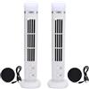 HERCHR 2 ventole a torre senza pale, ventilatore a torre portatile con illuminazione a LED, che emette aria fredda, porta USB, ideale per camera da letto, casa e ufficio (bianco)
