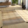 Paco Home Tappeto da soggiorno naturale con frange, motivo kelim intessuto a mano, 100% cotone, Dimensione:200x290 cm, Colore:Beige
