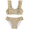 Generico Costume da Bagno Bimba 4 Anni 2 Pezzi per Bambine E Ragazze Bikini Ragazza Costumi Bambina Mare Mutandine con Floreale Pastello Volant | Protezione Solare UPF 50+ Abbigliamento (Yellow, 6-7 Years)