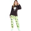 Star Wars Disney Pigiama Donna Invernale in Pile con Calze Stitch Topolino Minnie Baby Yoda (Verde Mandalorian, S), (8697)
