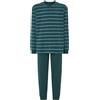El Búho Nocturno Pigiama Uomo Cotone Lungo Leggero - 100% o Mistura - Intero Manica Lunga Maglia Righe Tasche - Set Due Pezzi Notte Casa Autunno Mezza Stagione, 96% Cotone, 4% Vis., Verde 5595, 4XL