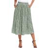 Parabler Gonna da donna in chiffon midi elegante floreale polka pois elastico in vita gonna estiva lunga plissettata con tasche, verde, L