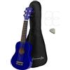 World Rhythm - Ukulele Soprano per Principianti, Finitura Uke Soprano Con Custodia, Corde Di Ricambio e Plettro In Feltro Standard, Blu