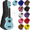 Mad About SU8-LBL Ukulele soprano in azzurro con custodia morbida, plettro e corde di ricambio, Ora dotato di corde in carbonio nere che offrono un suono più brillante