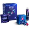 Durex Mix Preservativi Performance, 12 Profilattici Retard e 12 Profilattici SYNC, e Durex Eternal Gel Lubrificante da 50 ml + dadi dell'amore