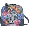 Anna by Anuschka Donna Painted Leather Small Multi Compartment Zip-Around Organizer Dipinto a mano in vera pelle, piccolo scomparto multiplo, chiusura lampo, libellule magiche, marrone chiaro, Magia