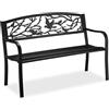 Relaxdays Panca da Giardino, con Volatili Decorativi, Accessorio di Arredo da Esterno, HLP: 87x127x57 cm, Nera