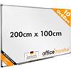 OfficeMarshal Lavagna Bianca Magnetica 200x100cm con Cornice in Alluminio e Porta Penne Rimovibile per Ufficio, Casa e Scuola, Magnetboard Resistente ai Graffi e Cancellabile a Secco