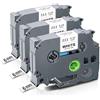 UniPlus 3x Nastro per Etichette Compatibile per Brother TZe-211 Tze 211 Tz-211 per Brother PT-H105 H107 1000 H100R H110 H100LB H101C 1010 PT-D200 PT-400 PT-P750W Etichettatrice Nero su Bianco 6mm x 8m