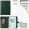TAOPE Raccoglitore Notebook A6, Binder Budget Set Portadocumenti in Pelle PU con 12 Trasparente Sacchetti Cerniera Compilabile, per Budget Contanti Buste Risparmio Denaro - Motivo Coccodrillo Verde