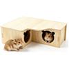 EnixwH 17,8 x 22,5 x 8 CM Casetta in Legno Criceto, Gabbia Criceti | Accessori Criceto Casa Resistente, Rifugio Durevole, per Criceti Topolini Gerbillo Porcellino d'India Roditori (3 Camere)