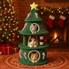 COMHOMA Kratzbaum alto 135 cm design albero di Natale, tiragraffi a più livelli con cuccia per gatti, piattaforme e palline da gioco, albero arrampicata stabile per gatti, verde