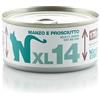 Generico Natural Code Cibo Umido Sfilaccetti XL per Gatti, alimento completo per gatti di tutte le taglie e razze, XL14 Manzo e Prosciutto, 12 scatolette da 170 grammi l'una, 12x170gr.