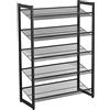 SONGMICS Portascarpe a Rete Metallica Impilabile, Scaffale a 5 Ripiani, Capienza di 15-20 Paia di Scarpe, Scarpiera per Corridoio Ingresso LMR005B
