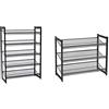 SONGMICS Scarpiera, Metallo, Nero, 5 Ripiani & Scarpiera Armadio Metallico a 3 Ripiani ad Inclinazione Regolabile Impilabile con Ripiani Piegati per Evitare la Caduta 74 x 30,7 x 62,8 cm Nero LMR03B