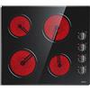 Hobsir hob Hobsir Piano Cottura Vetroceramica 4 Fuochi con Manopola, 6000W Piastra in Ceramica, Piano Cottura Elettrico 59CM, 9 Livelli di Potenza, 220V