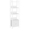 MAHANCRIS Scaffale a 5 Ripiani con Cassetto Rimovibile, Libreria per Piccoli Spazi, Organizzatore Portaoggetti per Soggiorno, Camera da Letto, Studio o Cucina, Bianco ABKWT55101