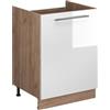 Vicco Mobile lavello cucina Fame-Line, Bianco lucido/Rovere dorato, 60 cm, per la combinazione con altri moduli della serie Fame-Line