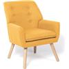IDMarket - Poltrona scandinava in tessuto giallo senape NAT