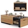 COSTWAY Tavolino da Caffè Allungabile, Tavolino da Soggiorno Salvaspazio con 2 Vani Portaoggetti e Piano Scorrevole, Tavolo Basso Rettangolare in Legno per Salotto e Ingresso, 118 x 60 x 37 cm