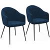 IDMarket - Set di 2 sedie da pranzo e poltrone da tavolo MOLY in velluto goffrato blu anatra