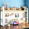 YITAYMLI Mensola da scrivania a 2/3/4 livelli con pannello forato e accessori, libreria da scrivania in metallo, organizer da scrivania fai-da-te, per tavolo da studio(White+Natural Wood,(2-Tier)21.7x10x26)