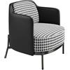 AC ANGEL CERDÁ Angel Cerdá - Poltrona Design Moderno Rivestita in Tessuto Bianco e Nero | Design Avvolgente, Sedile Imbottito | Gambe in Acciaio Brunito Lucidato | Design per Salotto | 68 x 70 x 73 cm