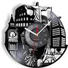AVJERA Orologi I Love Travel Orologio da parete realizzato con dischi in vinile tagliato Orologio da parete con monumenti famosi in tutto il mondo con retroilluminazione Artigianato regalo per viaggiatori